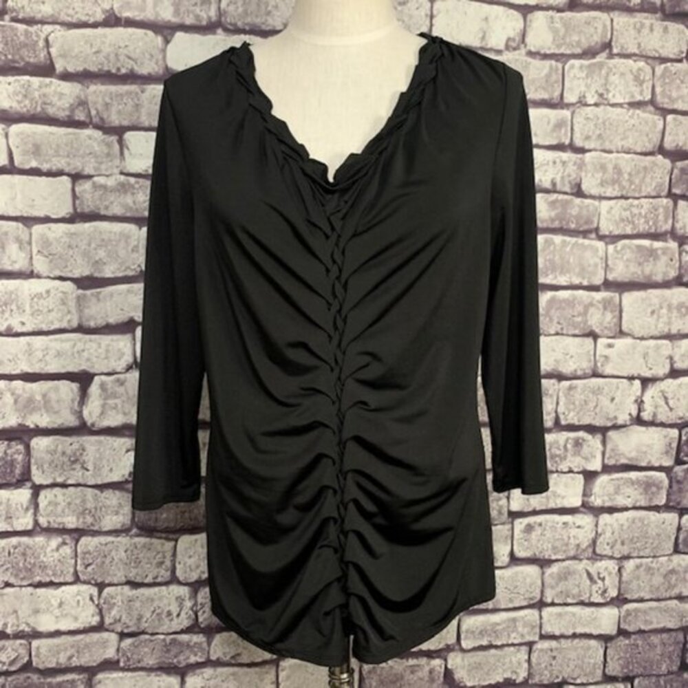Dana Buchman Black 3/4 Sleeve Top Size L
